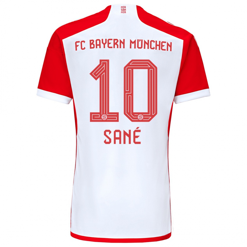 Herren Leroy Sane #10 Rot-Weiss Heimtrikot Trikot 2023/24 T-Shirt