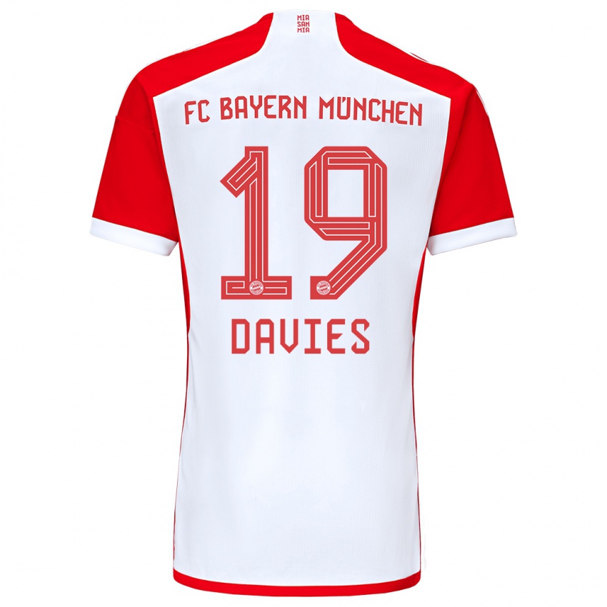 Herren Alphonso Davies #19 Rot-Weiss Heimtrikot Trikot 2023/24 T-Shirt