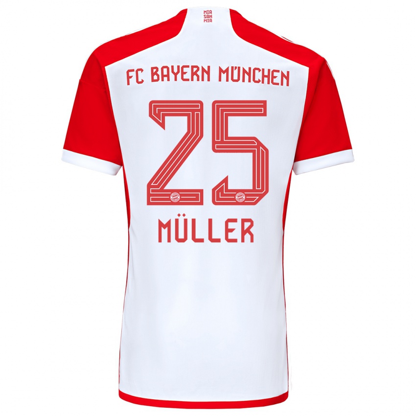Herren Thomas Müller #25 Rot-Weiss Heimtrikot Trikot 2023/24 T-Shirt