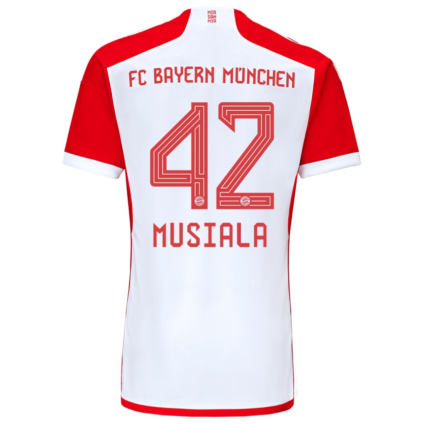Herren Jamal Musiala #42 Rot-Weiss Heimtrikot Trikot 2023/24 T-Shirt