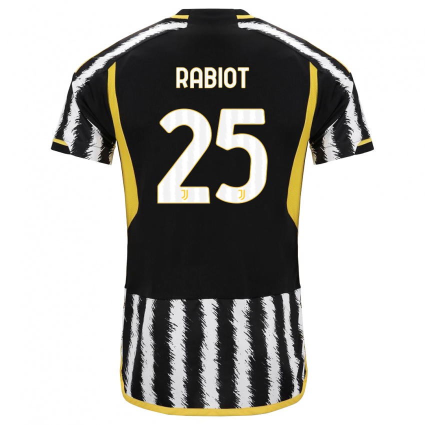Herren Adrien Rabiot #25 Schwarz-Weiss Heimtrikot Trikot 2023/24 T-Shirt