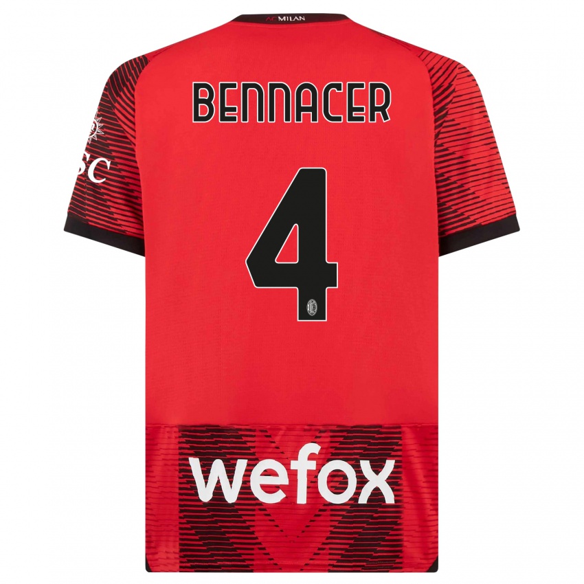 Herren Ismael Bennacer #4 Rot Schwarz Heimtrikot Trikot 2023/24 T-Shirt