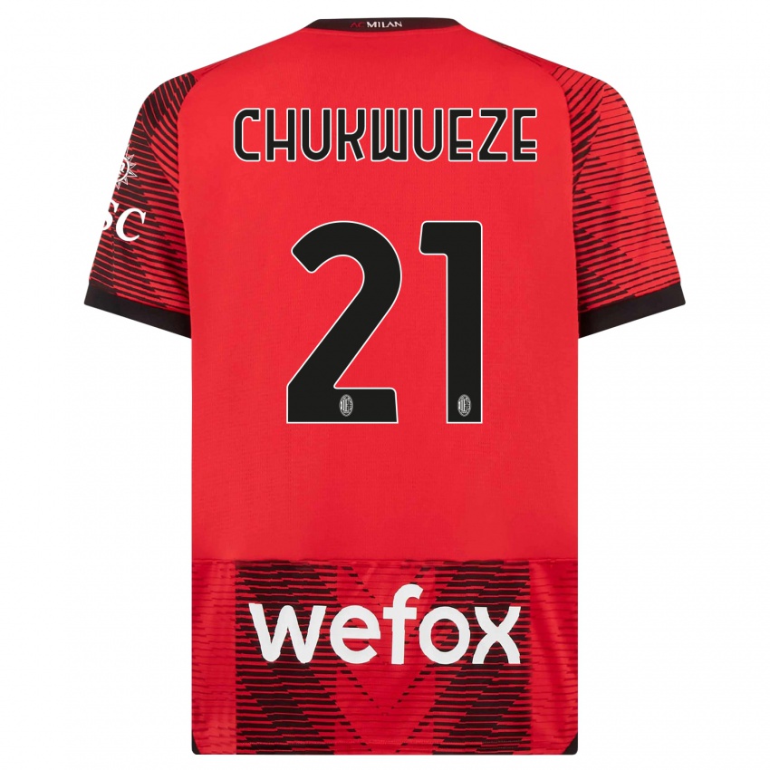 Herren Samuel Chukwueze #21 Rot Schwarz Heimtrikot Trikot 2023/24 T-Shirt