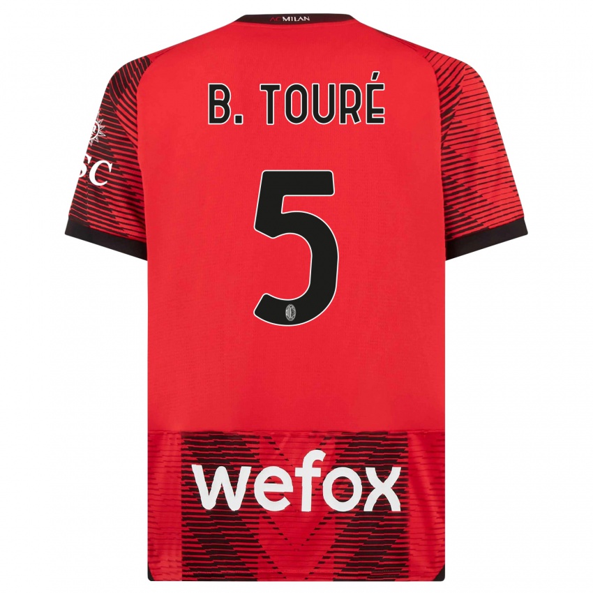 Herren Fode Ballo-Toure #5 Rot Schwarz Heimtrikot Trikot 2023/24 T-Shirt