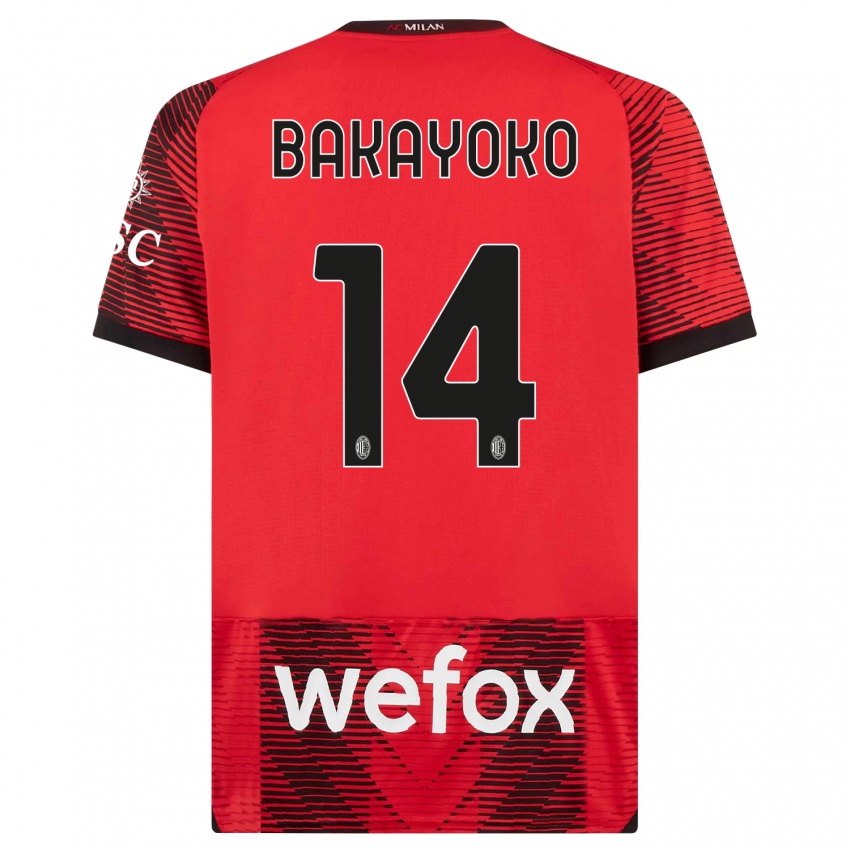 Herren Tiemoue Bakayoko #14 Rot Schwarz Heimtrikot Trikot 2023/24 T-Shirt