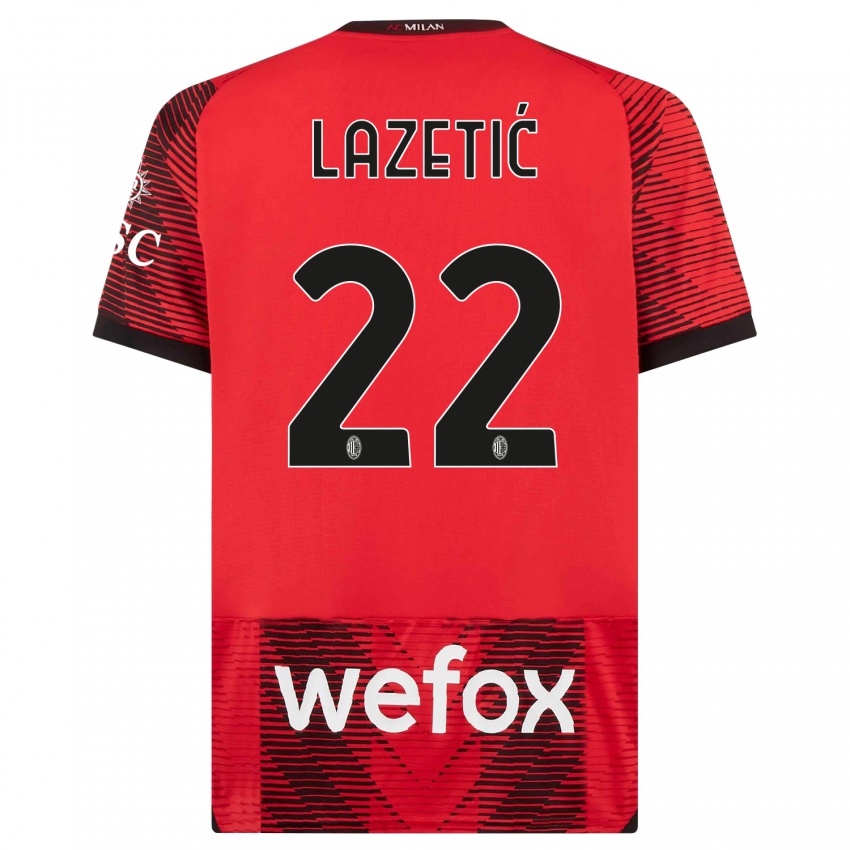 Herren Marko Lazetic #22 Rot Schwarz Heimtrikot Trikot 2023/24 T-Shirt