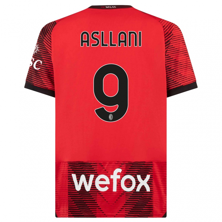 Herren Kosovare Asllani #9 Rot Schwarz Heimtrikot Trikot 2023/24 T-Shirt