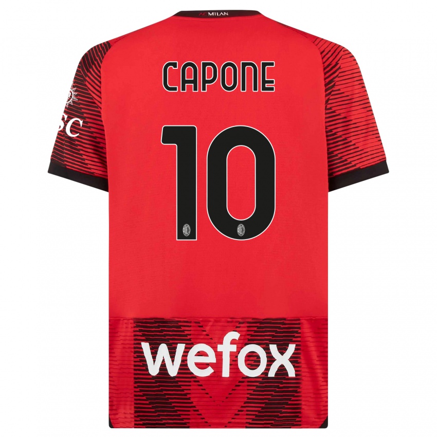 Herren Andrea Capone #10 Rot Schwarz Heimtrikot Trikot 2023/24 T-Shirt