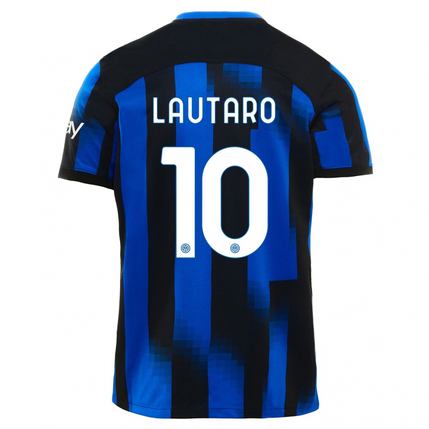 Herren Lautaro Martinez #10 Schwarz Blau Heimtrikot Trikot 2023/24 T-Shirt