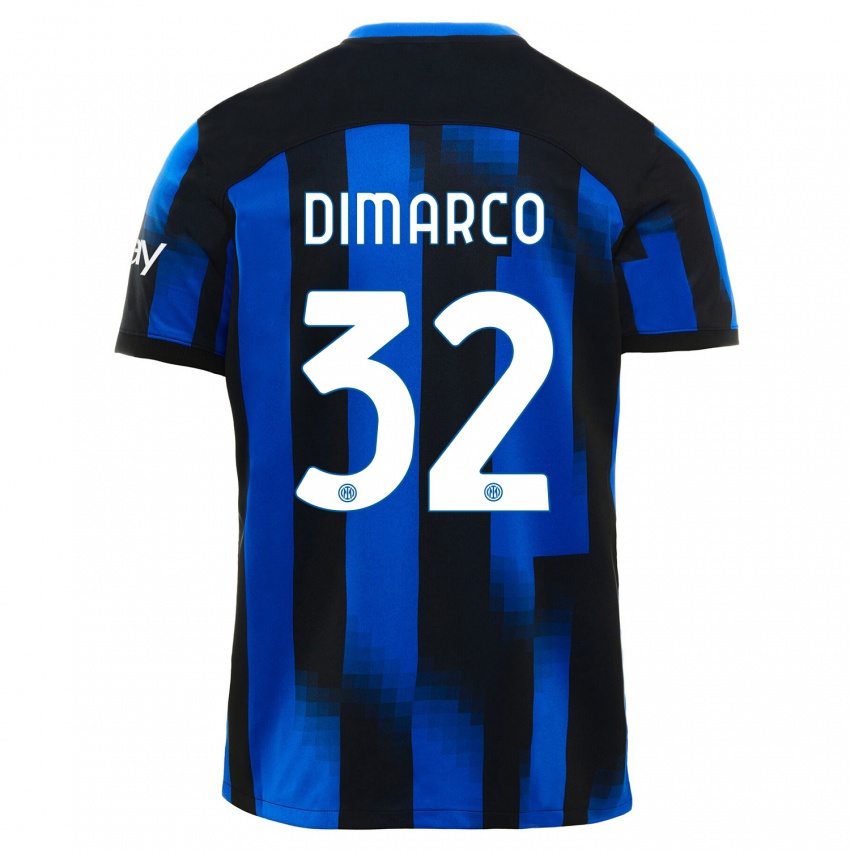 Herren Federico Dimarco #32 Schwarz Blau Heimtrikot Trikot 2023/24 T-Shirt