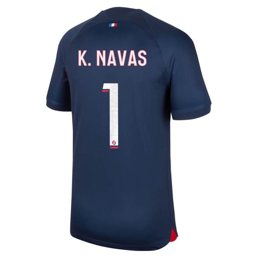 Herren Keylor Navas #1 Blau Rot Heimtrikot Trikot 2023/24 T-Shirt