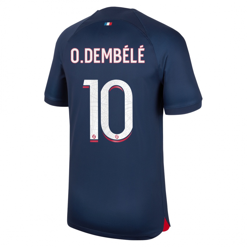 Herren Ousmane Dembele #10 Blau Rot Heimtrikot Trikot 2023/24 T-Shirt