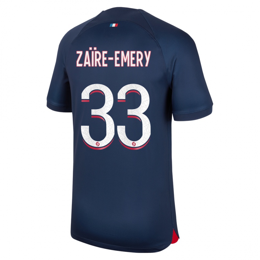 Herren Warren Zaire Emery #33 Blau Rot Heimtrikot Trikot 2023/24 T-Shirt