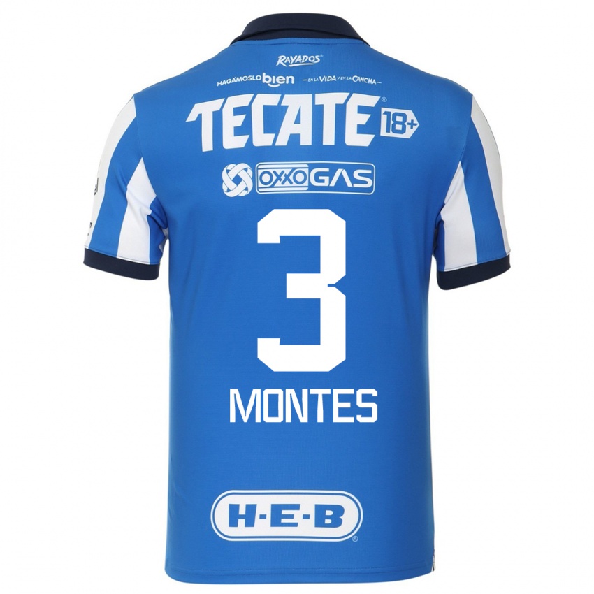 Herren Cesar Montes #3 Blau Weiss Heimtrikot Trikot 2023/24 T-Shirt