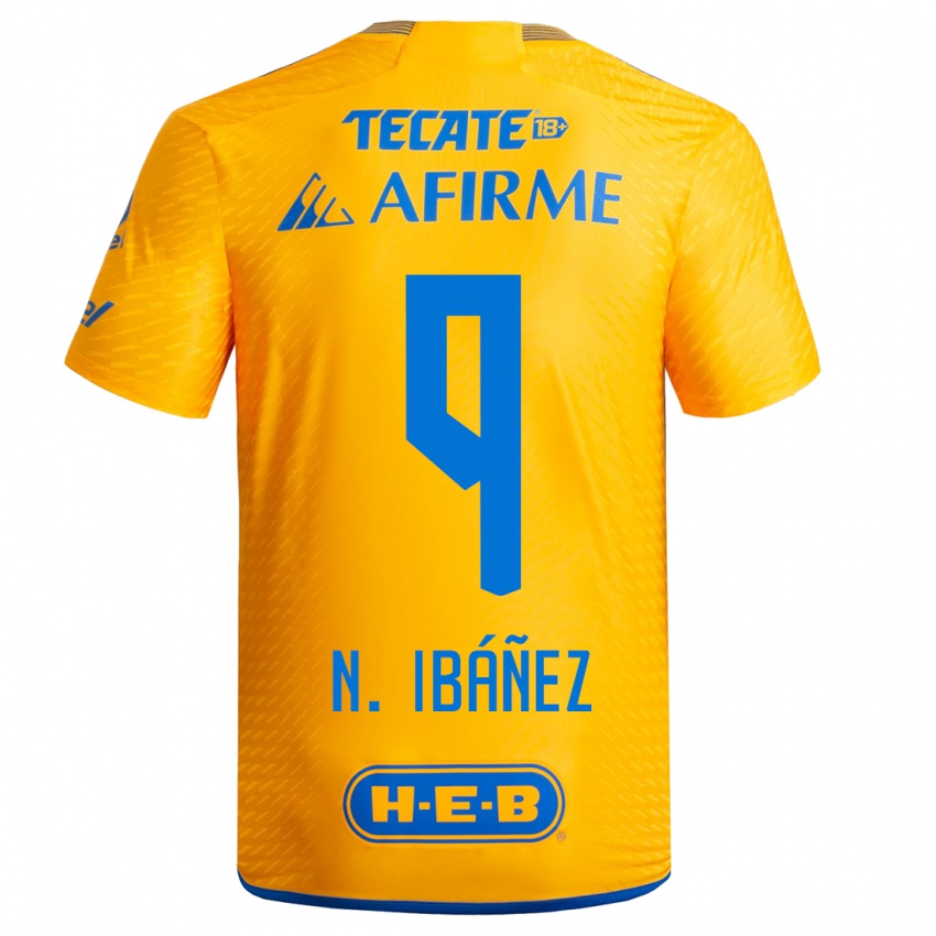 Herren Nicolás Ibáñez #9 Gelb Heimtrikot Trikot 2023/24 T-Shirt