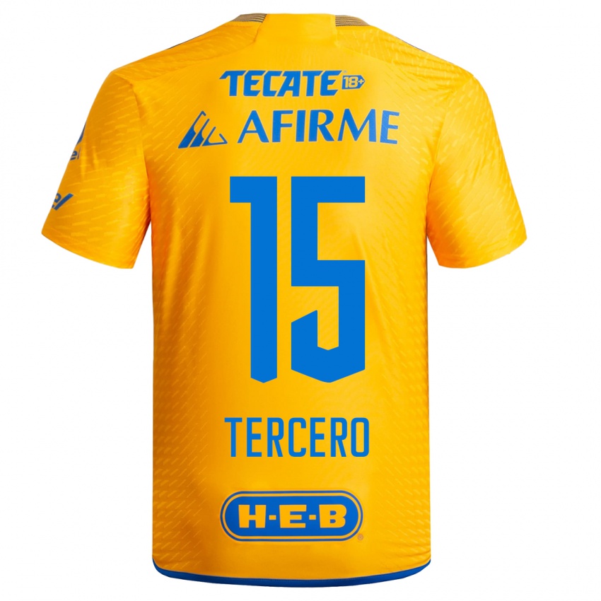 Herren Eduardo Tercero #15 Gelb Heimtrikot Trikot 2023/24 T-Shirt