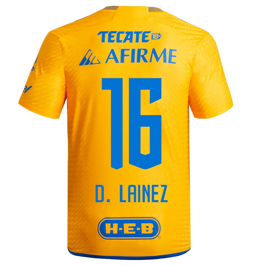 Herren Diego Lainez #16 Gelb Heimtrikot Trikot 2023/24 T-Shirt