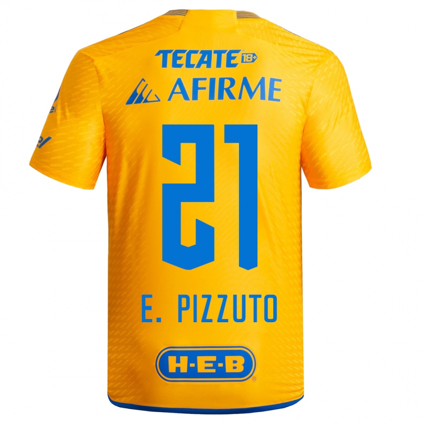 Herren Eugenio Pizzuto #21 Gelb Heimtrikot Trikot 2023/24 T-Shirt