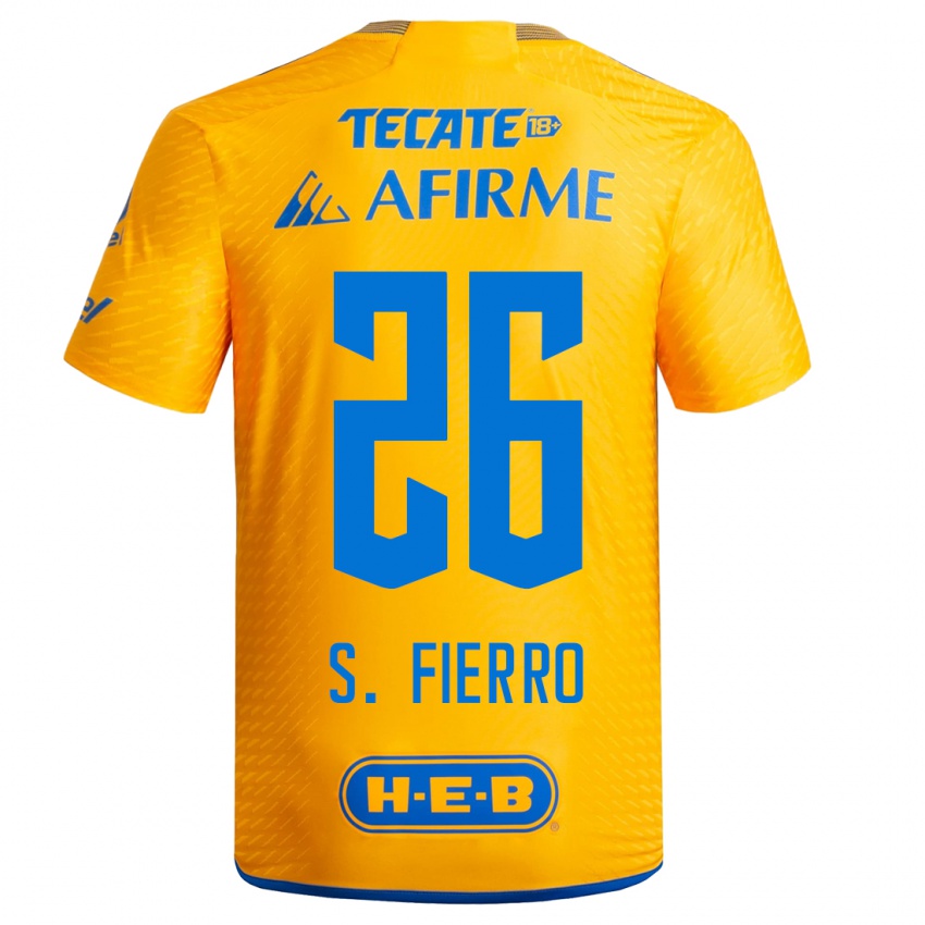 Herren Sebastián Fierro #26 Gelb Heimtrikot Trikot 2023/24 T-Shirt