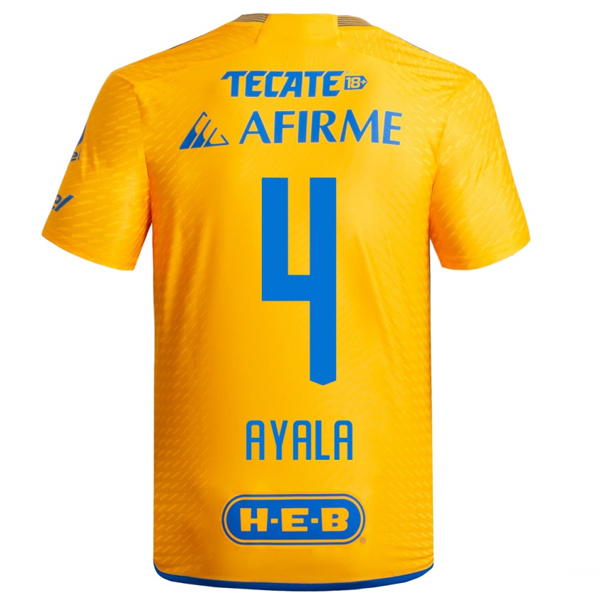 Herren Hugo Ayala #4 Gelb Heimtrikot Trikot 2023/24 T-Shirt