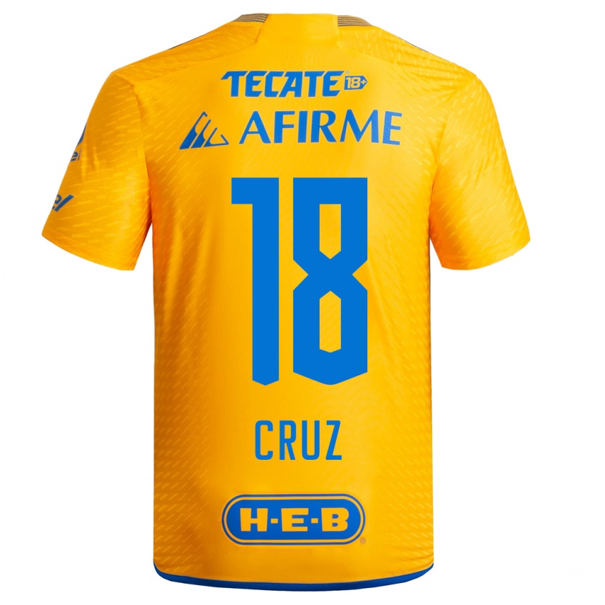 Herren Belen Cruz #18 Gelb Heimtrikot Trikot 2023/24 T-Shirt