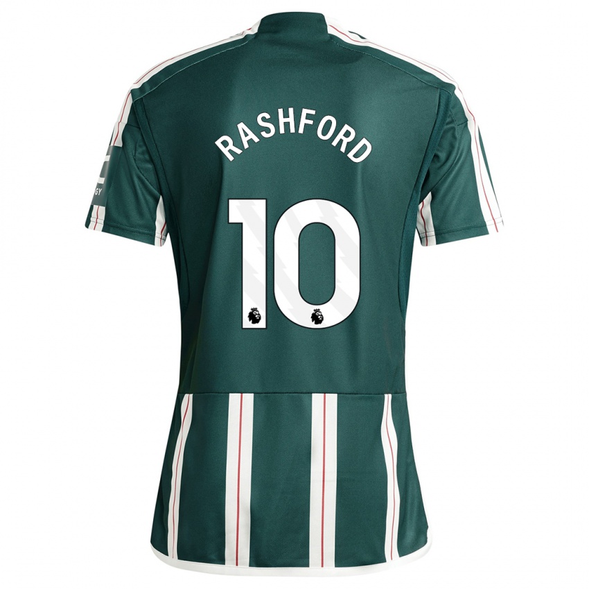 Herren Marcus Rashford #10 Dunkelgrün Auswärtstrikot Trikot 2023/24 T-Shirt