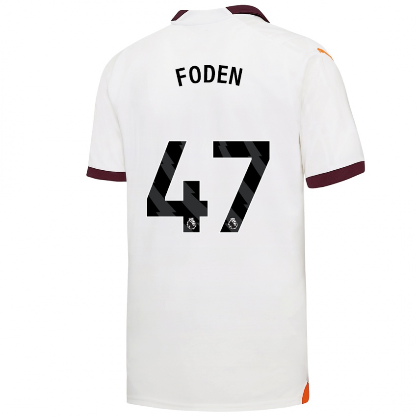 Herren Phil Foden #47 Weiß Auswärtstrikot Trikot 2023/24 T-Shirt