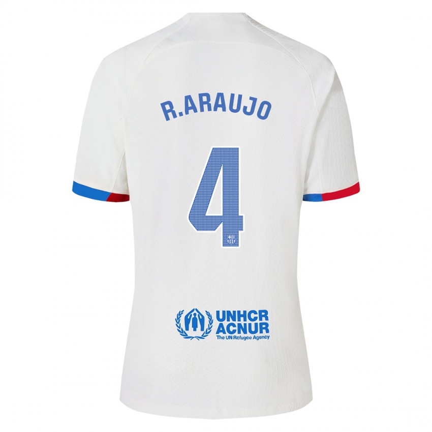 Herren Ronald Araujo #4 Weiß Auswärtstrikot Trikot 2023/24 T-Shirt