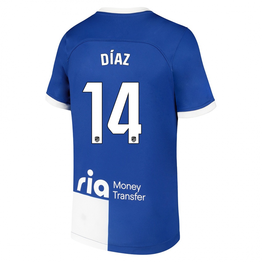 Herren Javier Díaz #14 Blau Weiss Auswärtstrikot Trikot 2023/24 T-Shirt