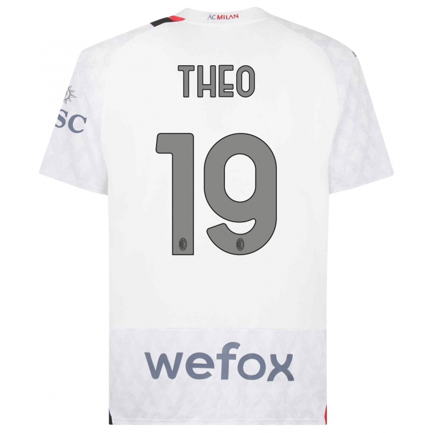 Herren Theo Hernandez #19 Weiß Auswärtstrikot Trikot 2023/24 T-Shirt