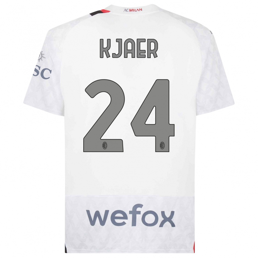 Herren Simon Kjaer #24 Weiß Auswärtstrikot Trikot 2023/24 T-Shirt