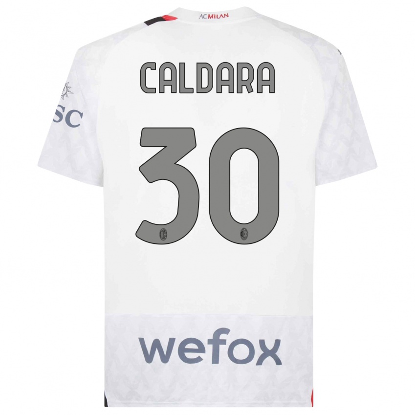 Herren Mattia Caldara #30 Weiß Auswärtstrikot Trikot 2023/24 T-Shirt