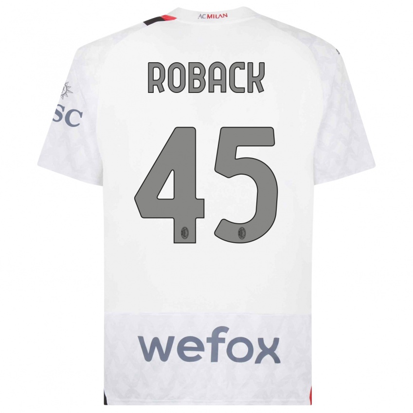 Herren Emil Roback #45 Weiß Auswärtstrikot Trikot 2023/24 T-Shirt