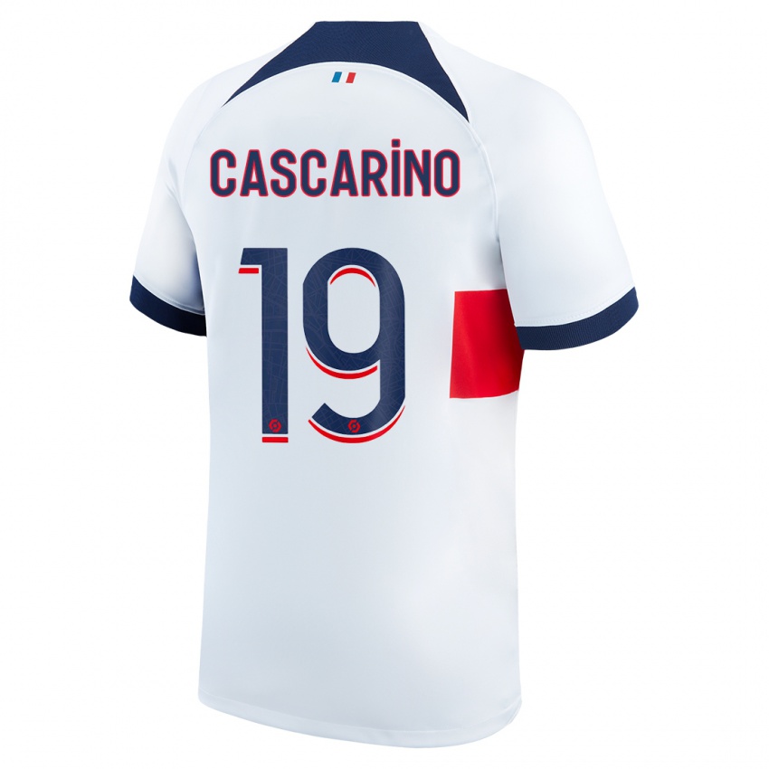 Herren Estelle Cascarino #19 Weiß Auswärtstrikot Trikot 2023/24 T-Shirt