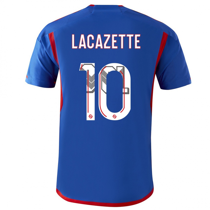 Herren Alexandre Lacazette #10 Blau Rot Auswärtstrikot Trikot 2023/24 T-Shirt