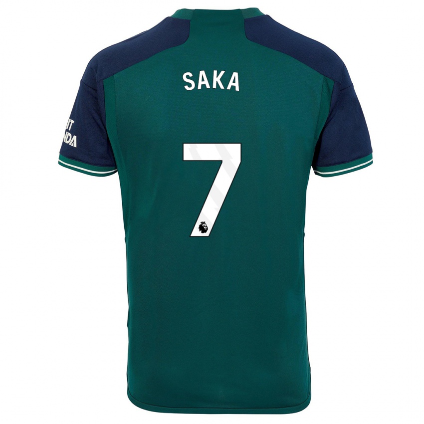 Herren Bukayo Saka #7 Grün Ausweichtrikot Trikot 2023/24 T-Shirt