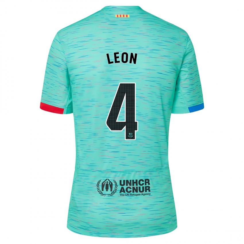 Herren Maria Pilar Leon #4 Helles Aqua Ausweichtrikot Trikot 2023/24 T-Shirt