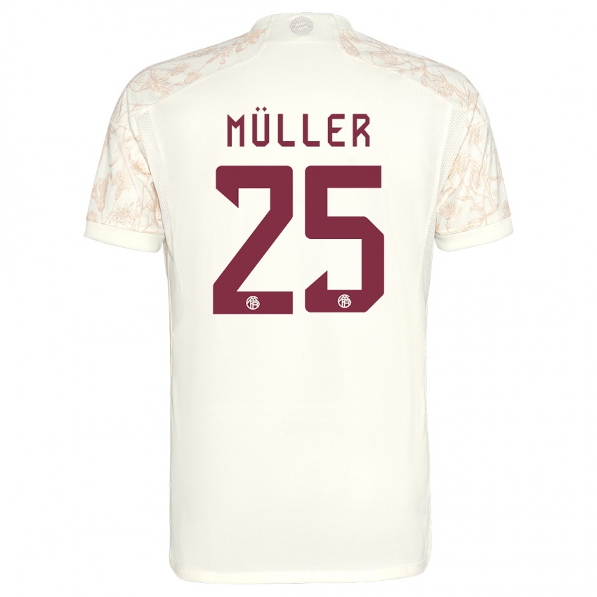 Herren Thomas Muller #25 Cremefarben Ausweichtrikot Trikot 2023/24 T-Shirt