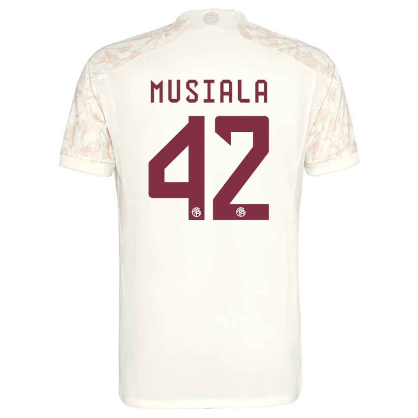 Herren Jamal Musiala #42 Cremefarben Ausweichtrikot Trikot 2023/24 T-Shirt