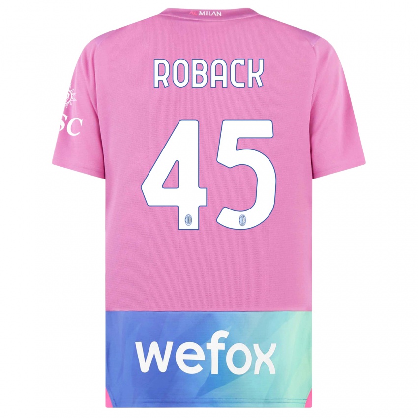 Herren Emil Roback #45 Pink Lila Ausweichtrikot Trikot 2023/24 T-Shirt
