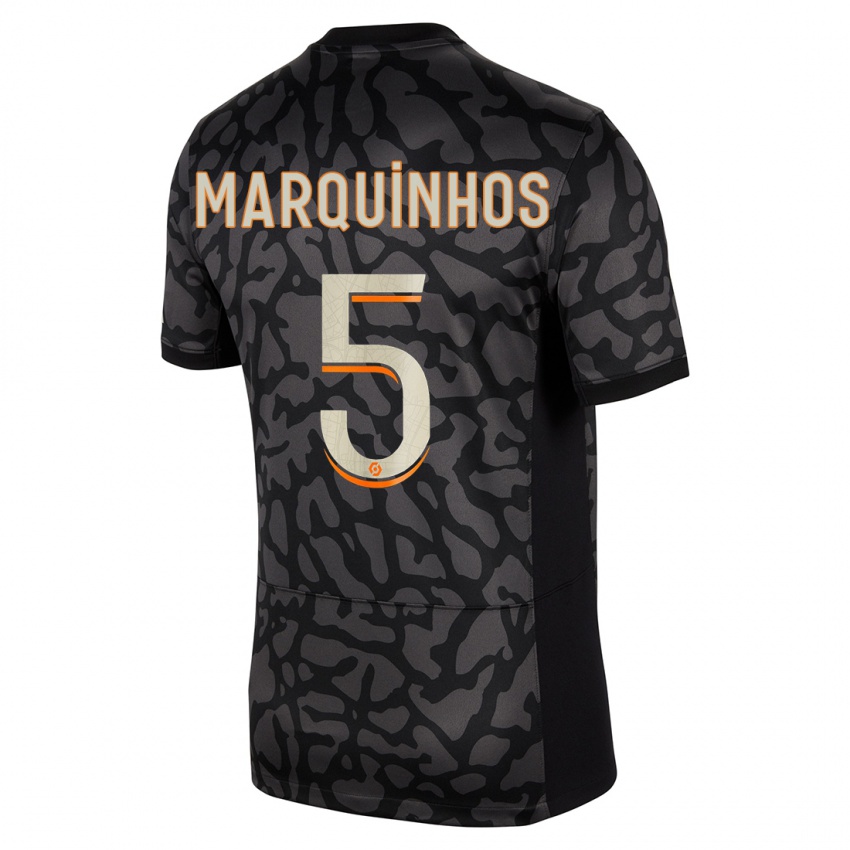 Herren Marquinhos #5 Schwarz Ausweichtrikot Trikot 2023/24 T-Shirt