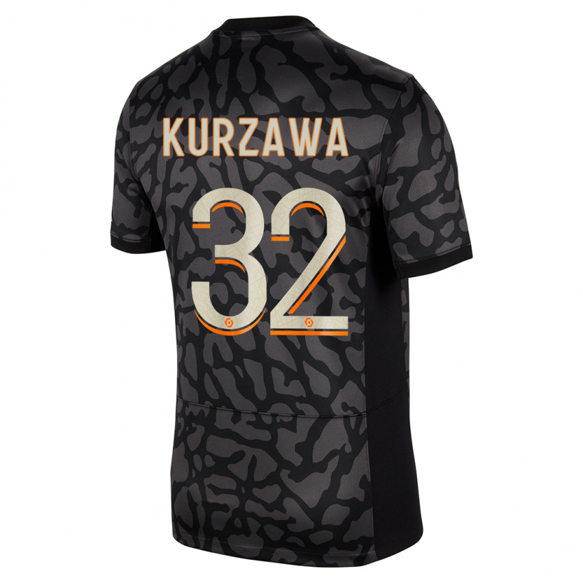 Herren Layvin Kurzawa #32 Schwarz Ausweichtrikot Trikot 2023/24 T-Shirt