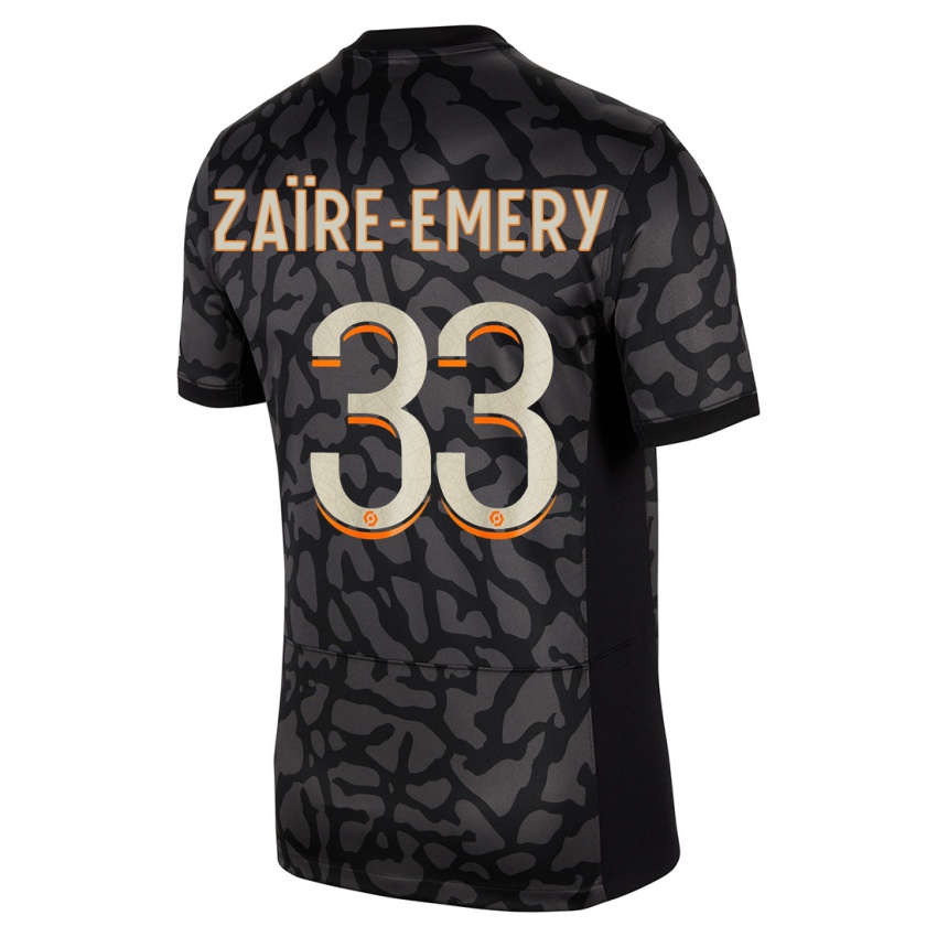 Herren Warren Zaire Emery #33 Schwarz Ausweichtrikot Trikot 2023/24 T-Shirt