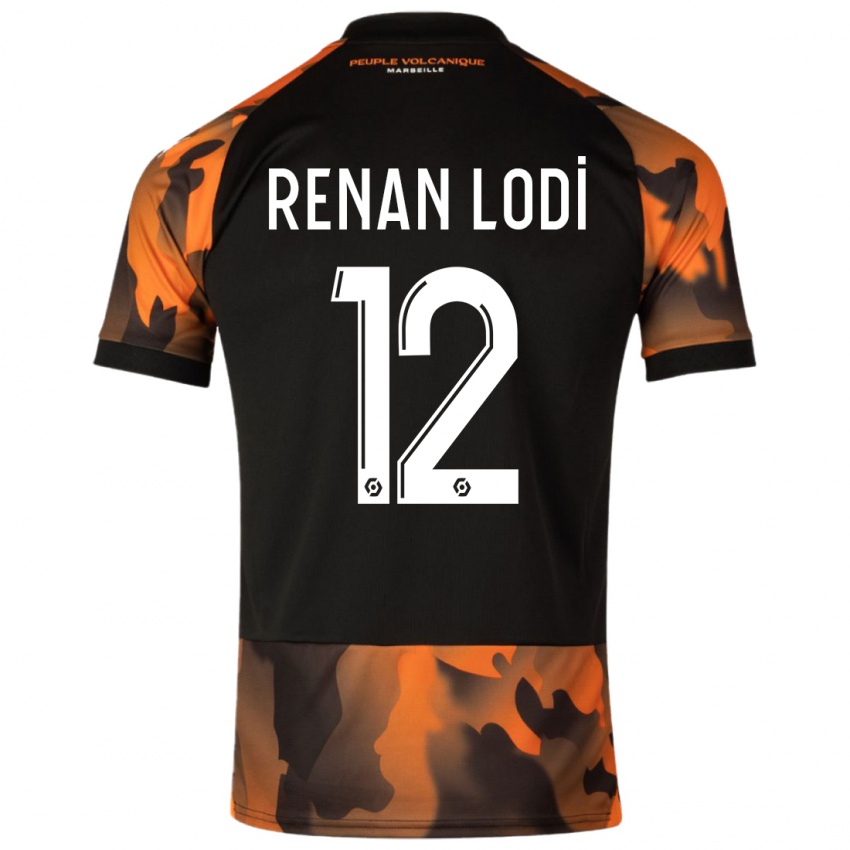 Herren Renan Lodi #12 Schwarzorange Ausweichtrikot Trikot 2023/24 T-Shirt