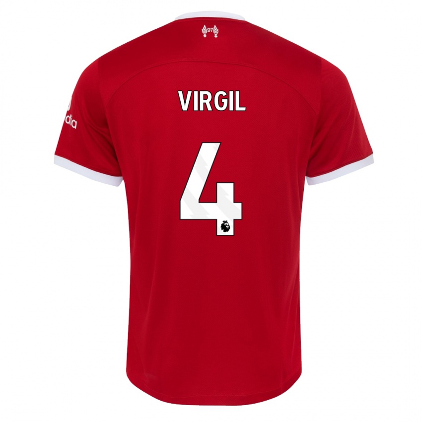 Damen Virgil Van Dijk #4 Rot Heimtrikot Trikot 2023/24 T-Shirt