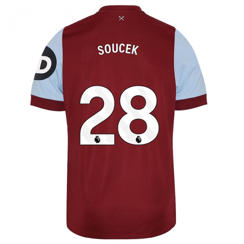 Damen Tomas Soucek #28 Kastanienbraun Heimtrikot Trikot 2023/24 T-Shirt