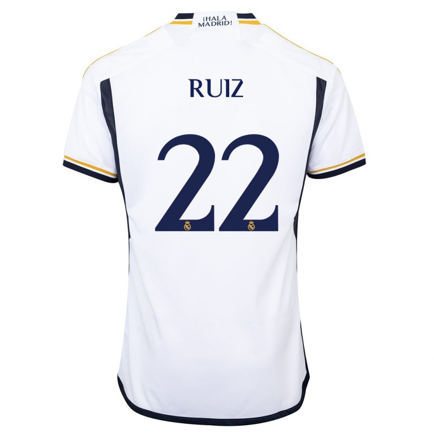 Damen Ferran Ruiz #22 Weiß Heimtrikot Trikot 2023/24 T-Shirt