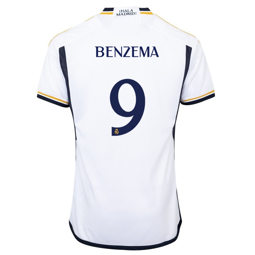 Damen Karim Benzema #9 Weiß Heimtrikot Trikot 2023/24 T-Shirt