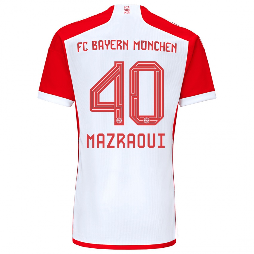 Damen Noussair Mazraoui #40 Rot-Weiss Heimtrikot Trikot 2023/24 T-Shirt