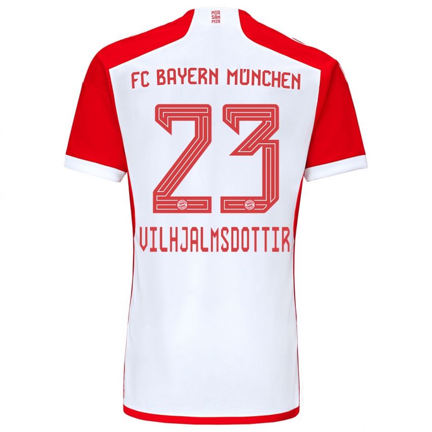 Damen Karolina Lea Vilhjalmsdottir #23 Rot-Weiss Heimtrikot Trikot 2023/24 T-Shirt